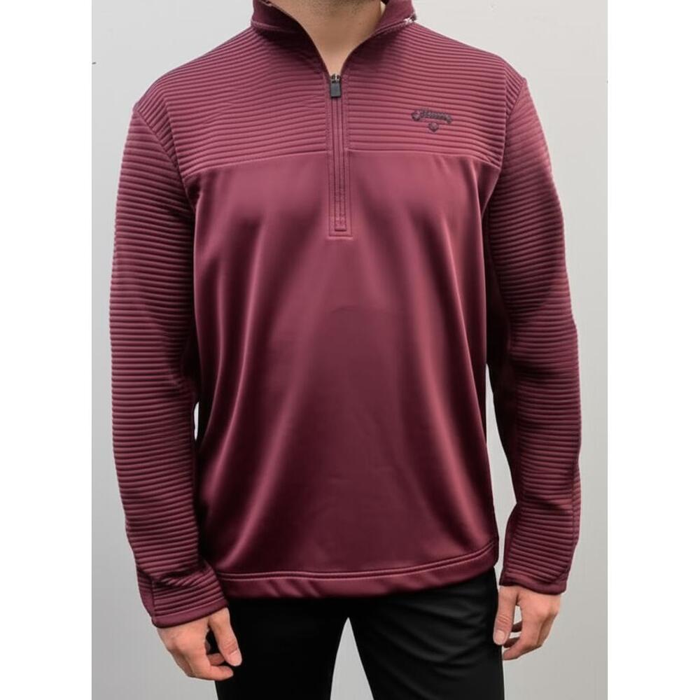 Callaway Mens Quarter-Zip Pullover Burgundy Golf Athletic Performance Activewear